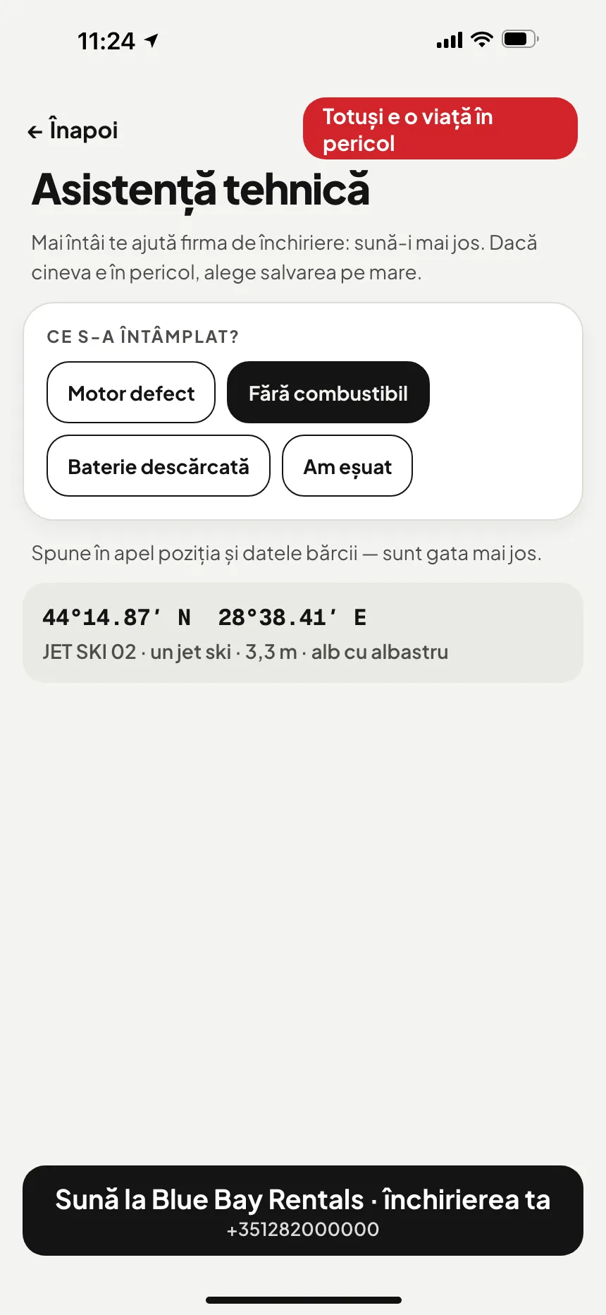 Aplicația VesselSOS, nu e urgență: asistență tehnică, cu un buton care sună la serviciul de asistență